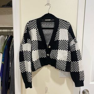 Checkered black cardigan